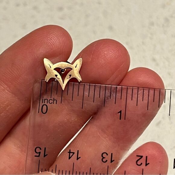 Rose Gold Fox Mini Cute Animal Head Stainless Steel  Stud Earrings - Picture 6 of 9